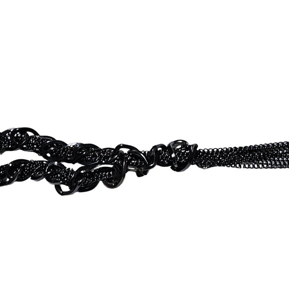 Elegant Black Chain Link Y-Drop Chunky Tassel Statement Necklace Fashion Jewelry - Picture 4 of 6